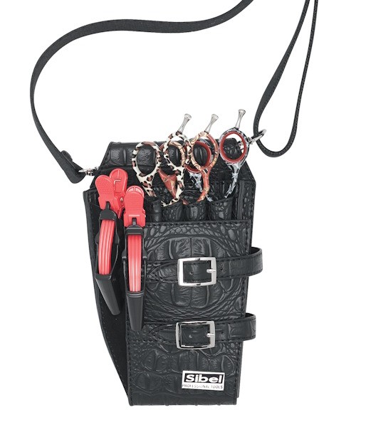  Scherenholster Boy 4 für 4 Scheren Matt Schwarz Croco