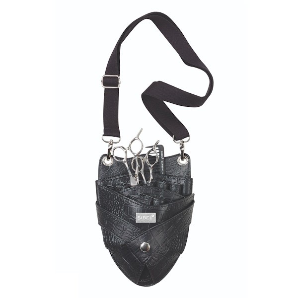 Scherenholster Boy 7 für 6 Scheren Matt Schwarz Kroko