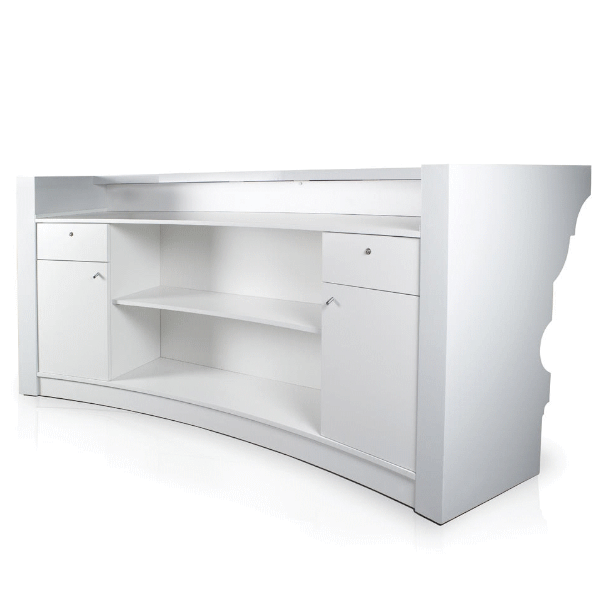 Rezeption Theke Alzira Curva 150cm Hochglanz weiss